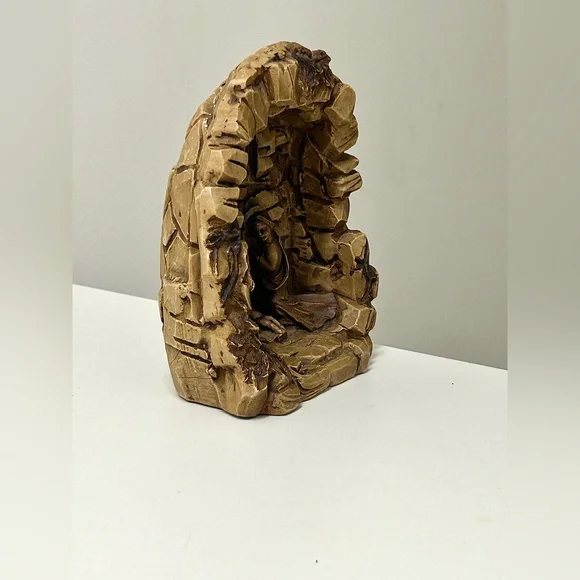 Mid Century Vintage Composite Grotto Enclave Christian Christmas Nativity Scene